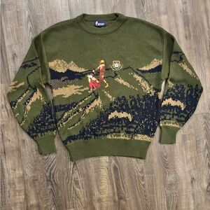 Vintage Green Golf Scene Sweater